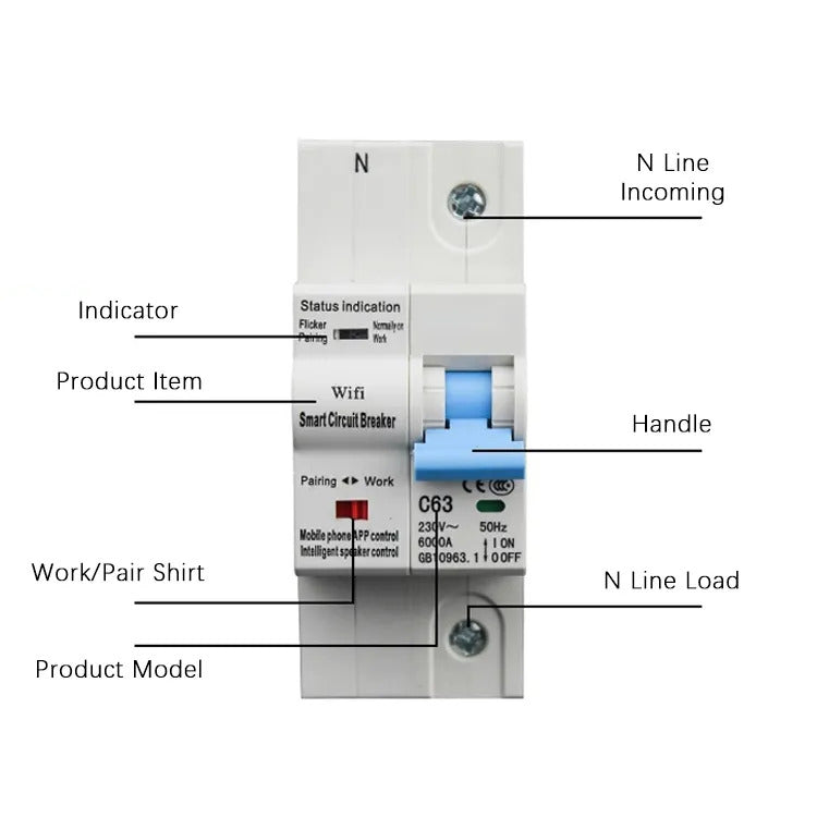 Smart MCB Circuit Breaker (1 Pole, 2 Pole, 4 Pole)