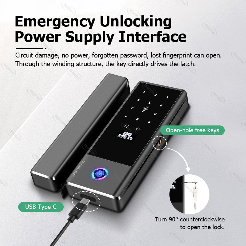 Smart Glass Door Lock Wi-Fi Fingerprint