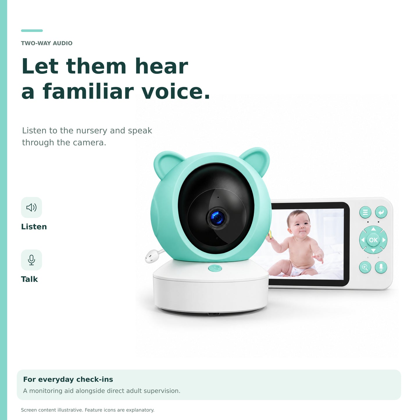 Okos Baby Monitor with Wireless Display + Okos Smart App, 1080P Camera