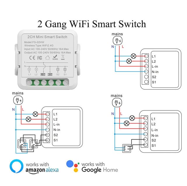 2 Gang 16A Smart Switch Module