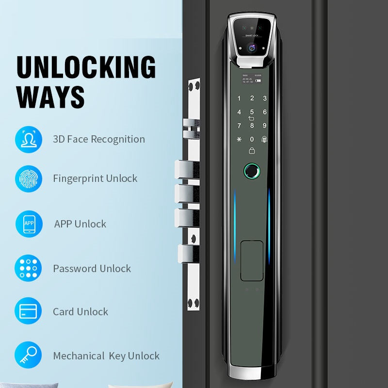 Okos Smart Wooden Door Lock with AI Face Recognition Camera | OKWFL-937-TY