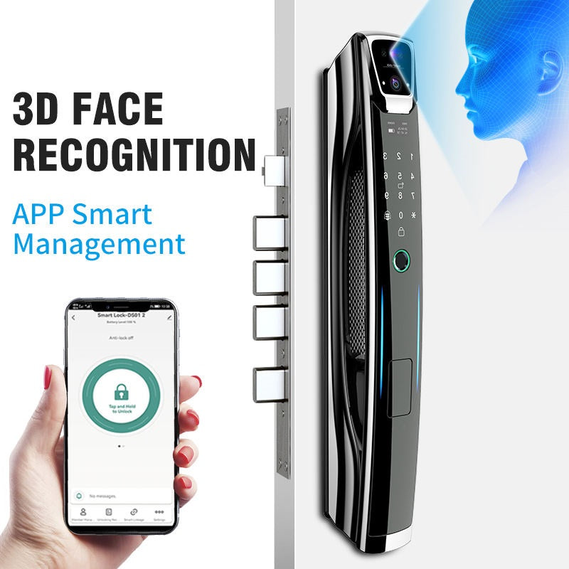 Okos Smart Wooden Door Lock with AI Face Recognition Camera | OKWFL-937-TY