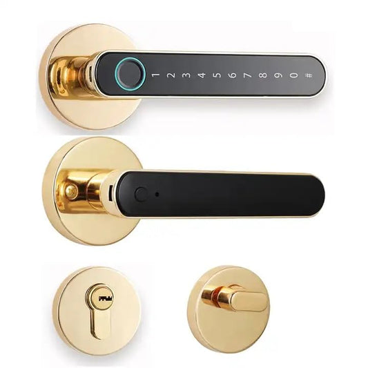 Smart Gold Lever Door Lock Fingerprint And Touchscreen