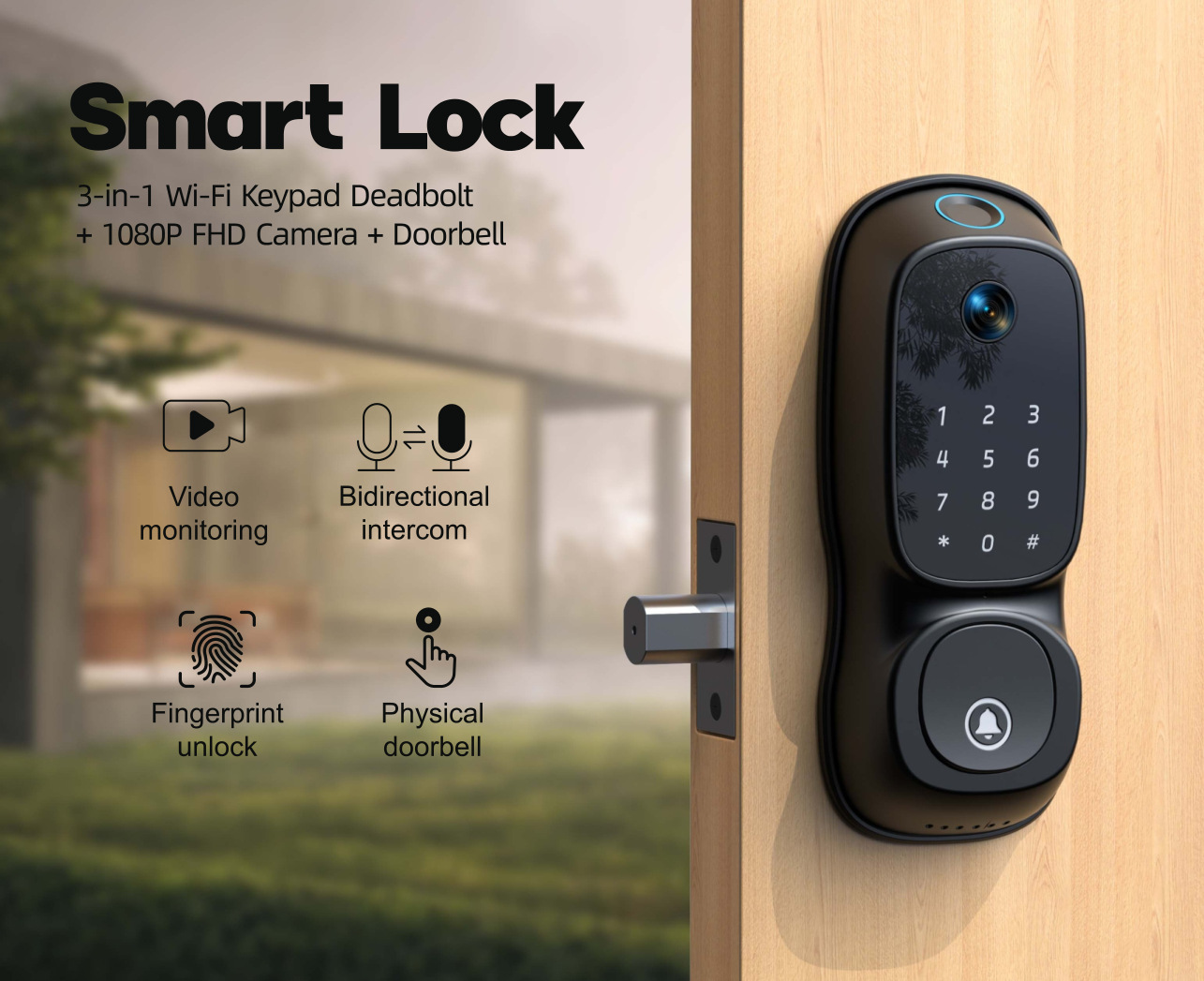 Okos Smart video Bolt Lock with Display, OKBL01D
