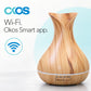 OKOS diffuser with Wi-Fi and Okos Smart app information