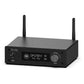 Black H50 stereo amplifier with front display, control knob and two antennas; Arylic markings retained