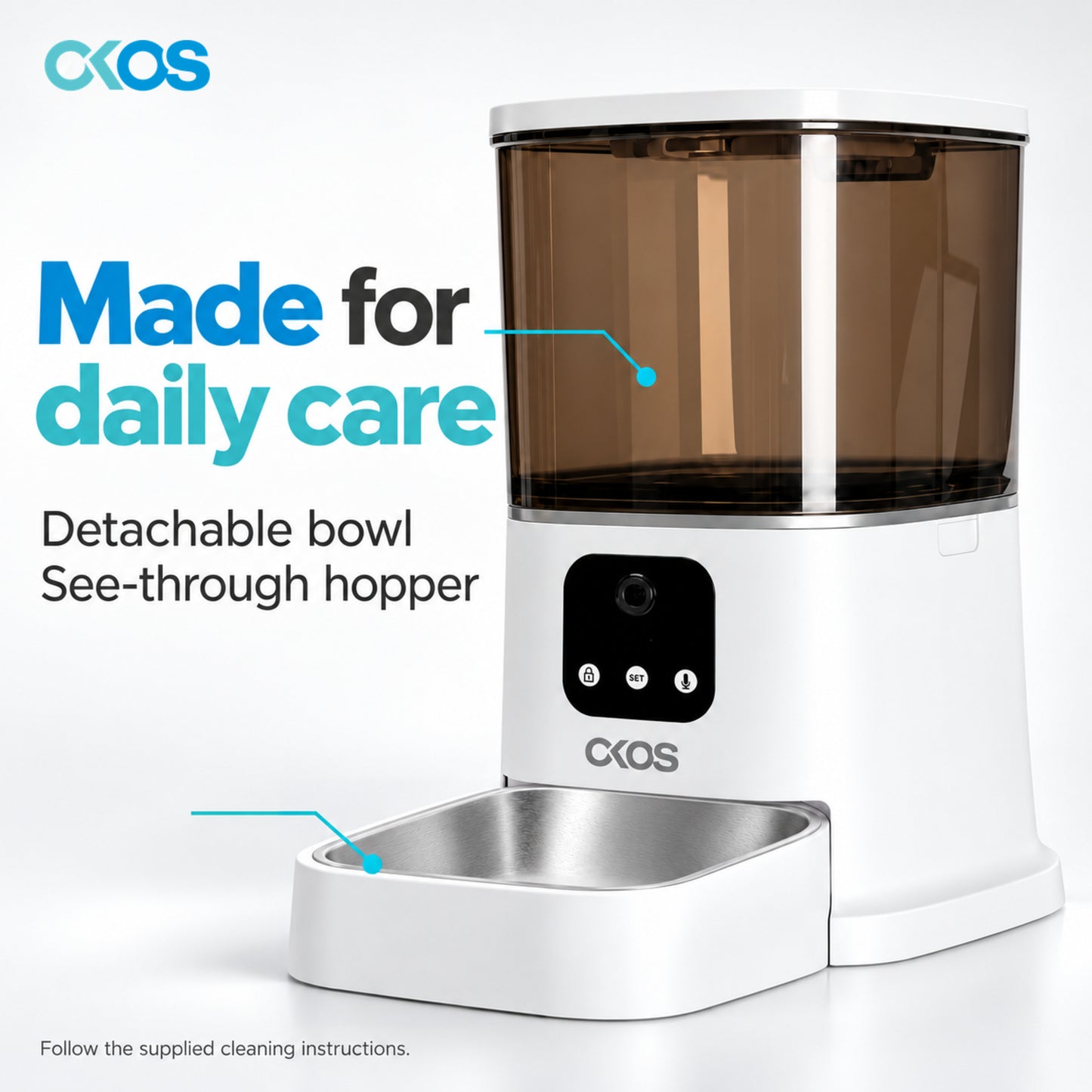 Removable stainless-steel bowl insert for everyday care