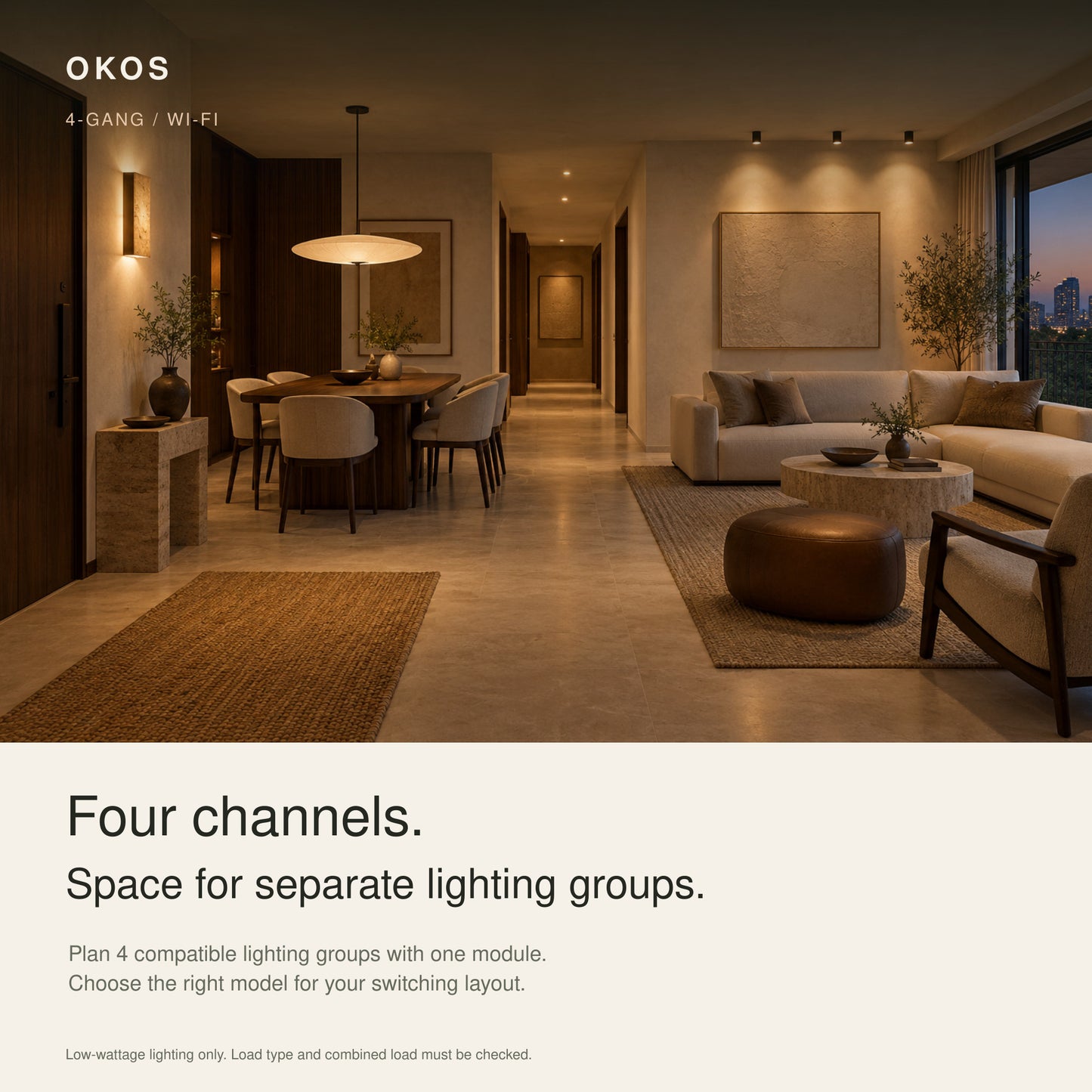 OKOS 4-Gang Wi-Fi Lighting Switch Module: Variant-specific lighting-channel application story