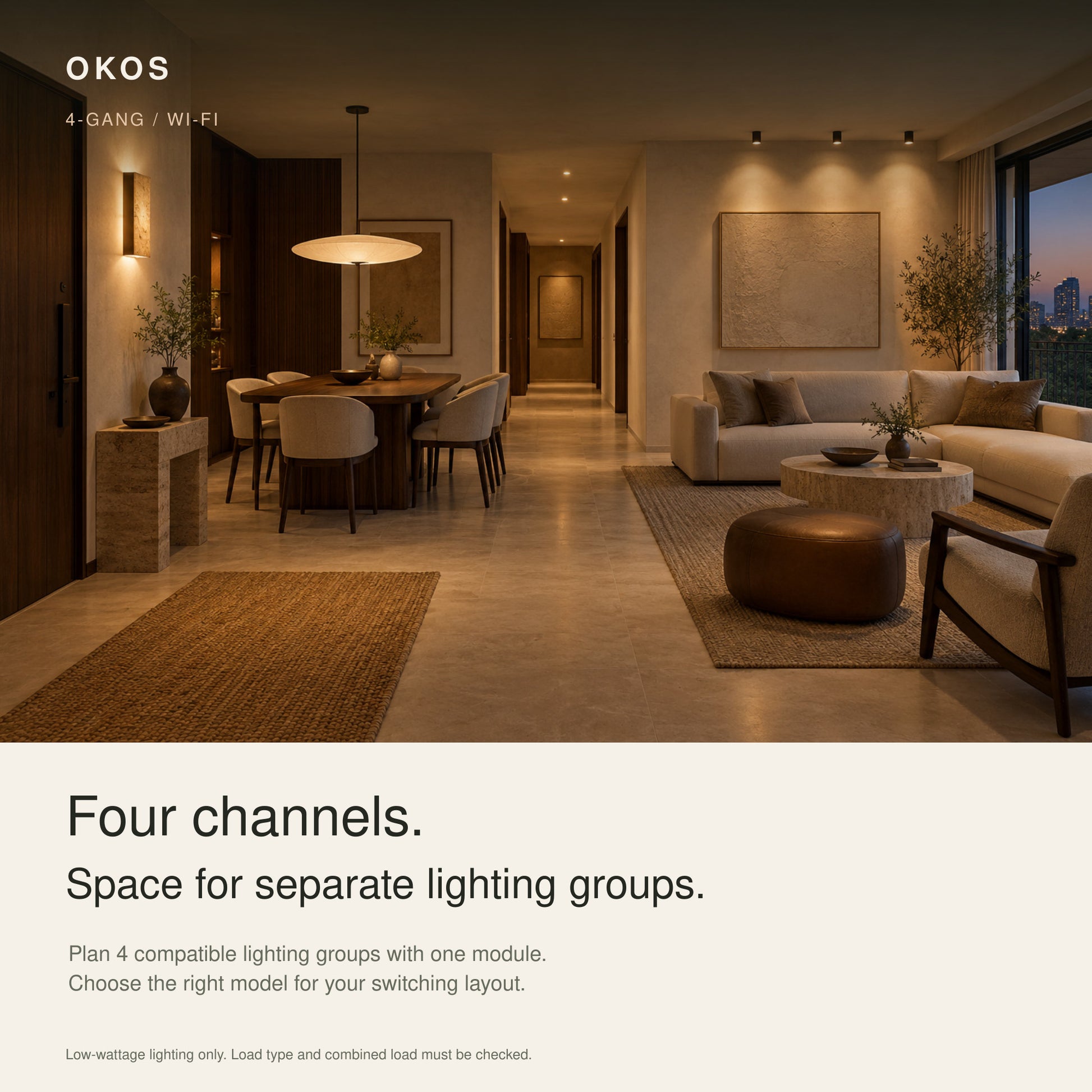 OKOS 4-Gang Wi-Fi Lighting Switch Module: Variant-specific lighting-channel application story