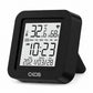 OKOS black tabletop Wi-Fi IR controller with temperature, humidity, clock and date display.